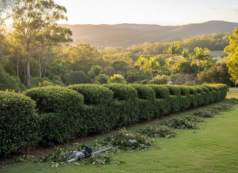 Hedge Trimming performed by Sunshine Coast Hinterland Arborist in the Hinterland
